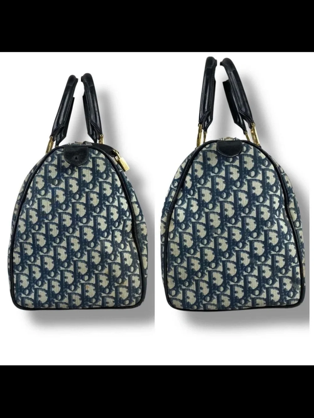 Dior Blue Oblique Canvas Boston Bag
